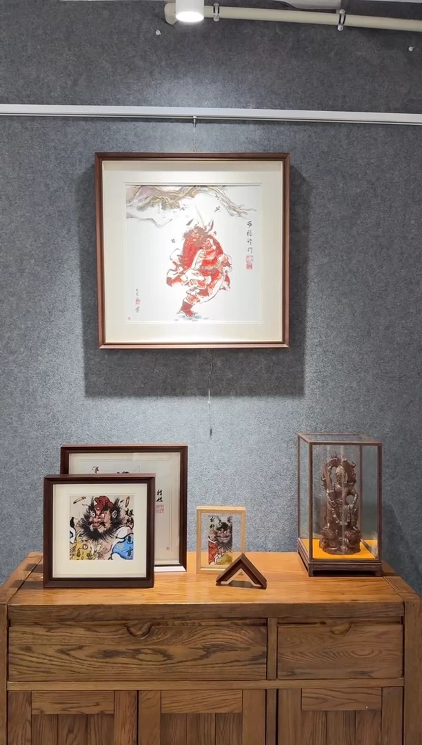 国画牛百川老师手绘 五福临门60x60
