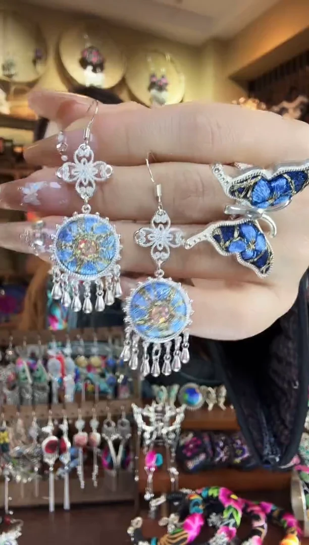 刺绣非遗刺绣民族风耳环