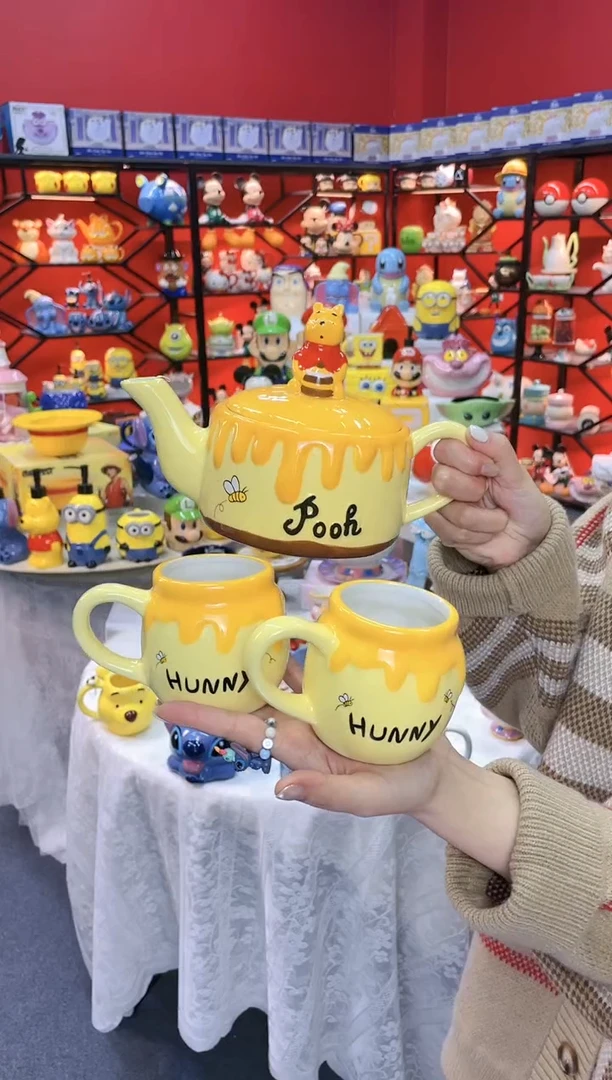 【闪购商品】.@@陶瓷维尼熊一壶二杯