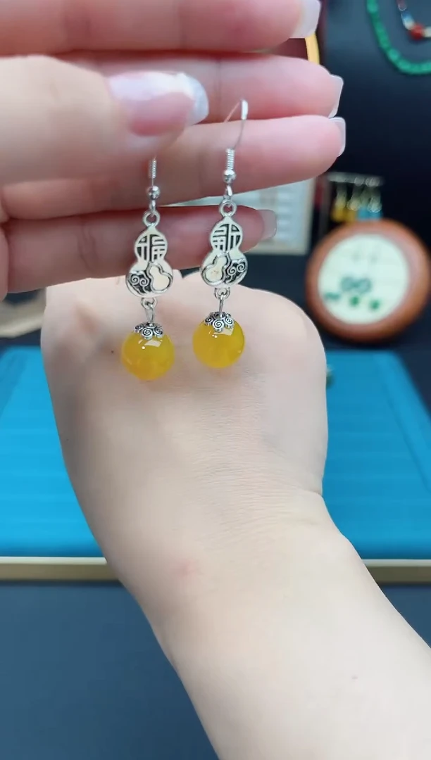 玛瑙/玉髓耳饰银S925镶嵌222000