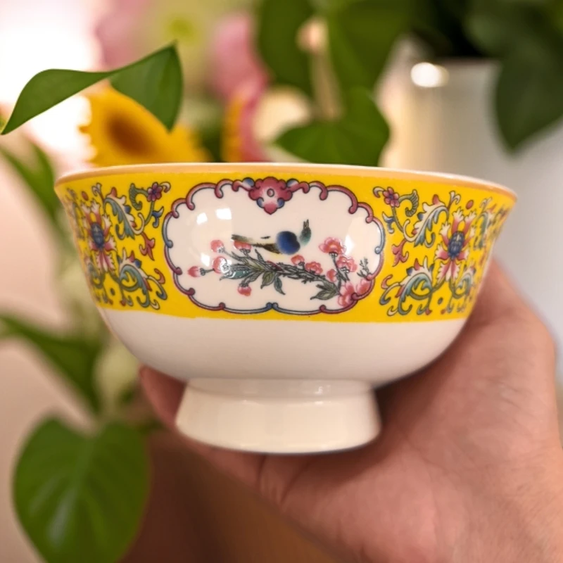 ZY-DP-A420-6英寸帝王黄开窗花鸟面碗6英寸1个