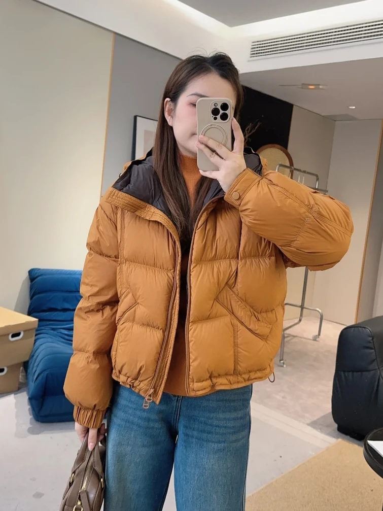 设计感短款连帽羽绒服女2025冬季新款小个子洋气保暖白鸭绒外套