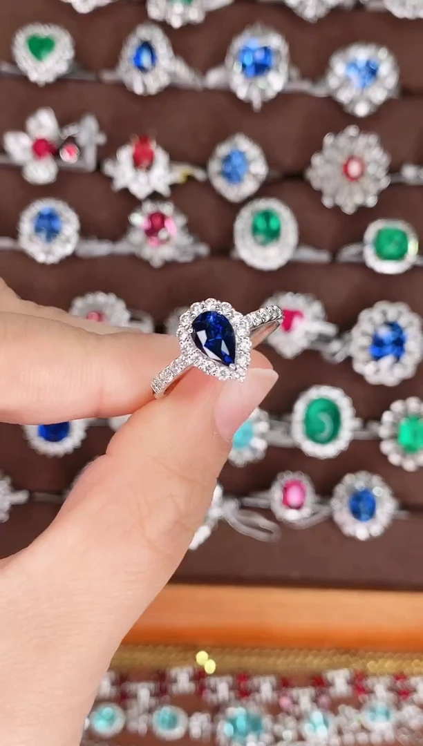 【闪购商品】蓝宝石18K金戒指18K金镶嵌无烧