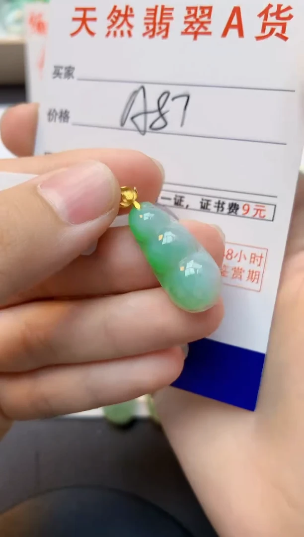 颈饰18K金镶嵌翡翠天然缅甸A货翡翠百元以上9元证书费自理