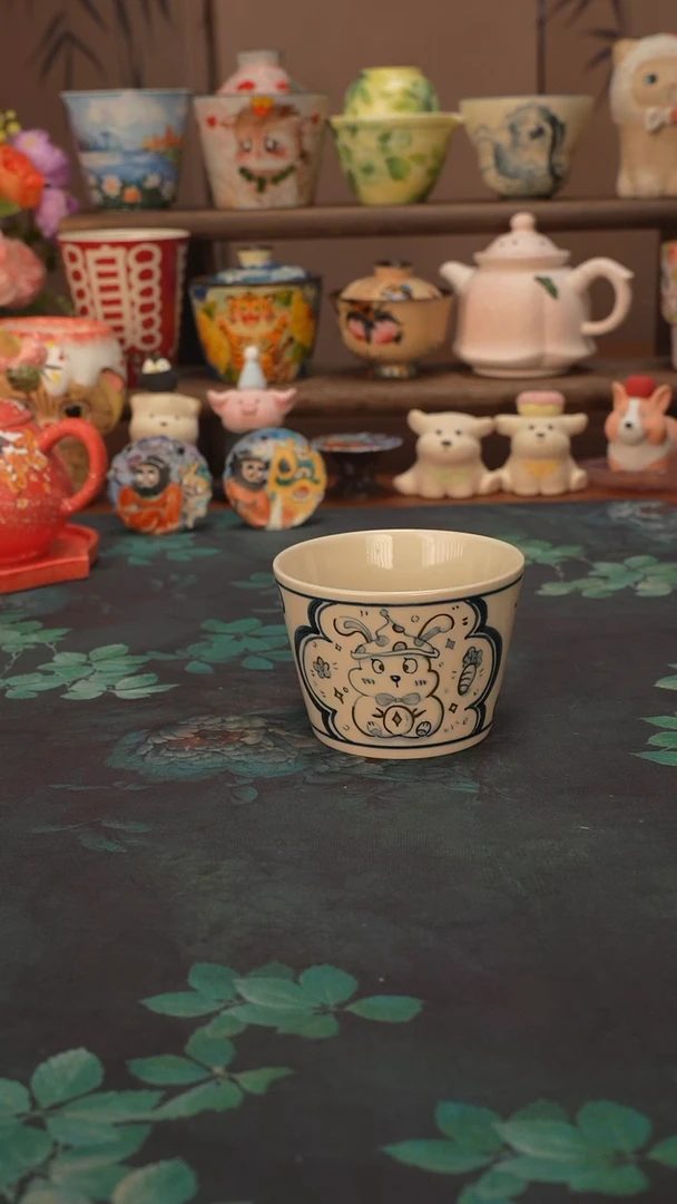 珂珂  描金小白兔猪口杯