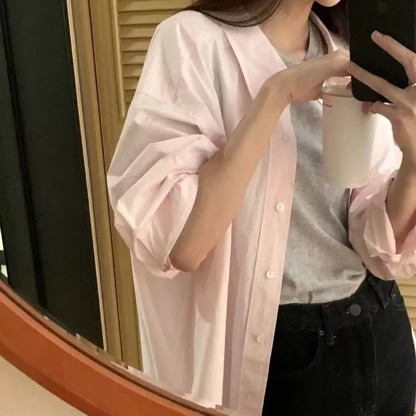 夏季薄款防晒韩系气质高级感长袖衬衫女装新款简约百搭上衣外套女