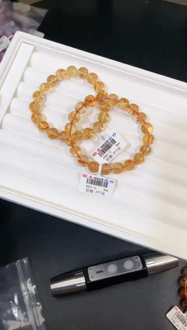【闪购商品】水晶手链未镶嵌多样性发一黄塔9mm