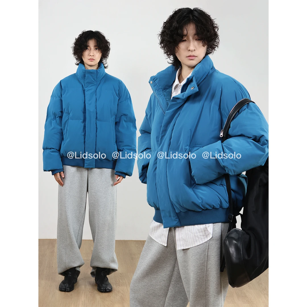 Lid solo冬季加厚保暖棉服外套男女特调天蓝色立领短款面包服