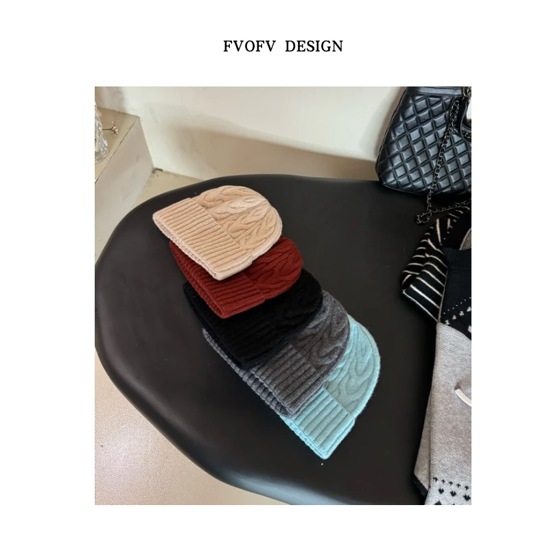 FVOFV【暖发】时尚简约百搭100羊毛针织帽X0170