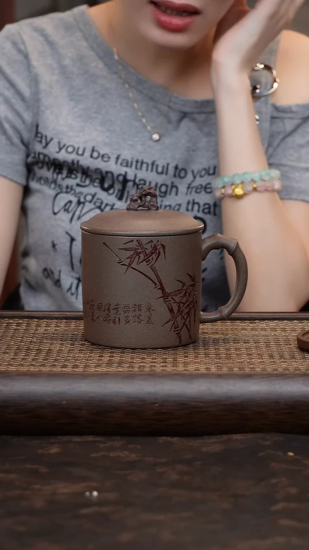 茶杯紫砂青段太湖石