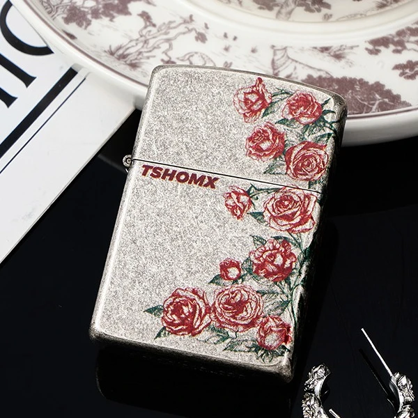 TSHOMX【热恋玫瑰】深情玫瑰防风煤油打火机免费定制刻字送男生礼物