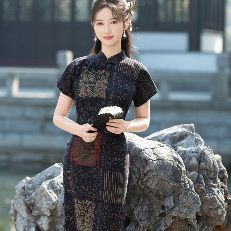 年轻中式全开襟改良旗袍气质复古2025年轻春季夏季新款日常连衣裙