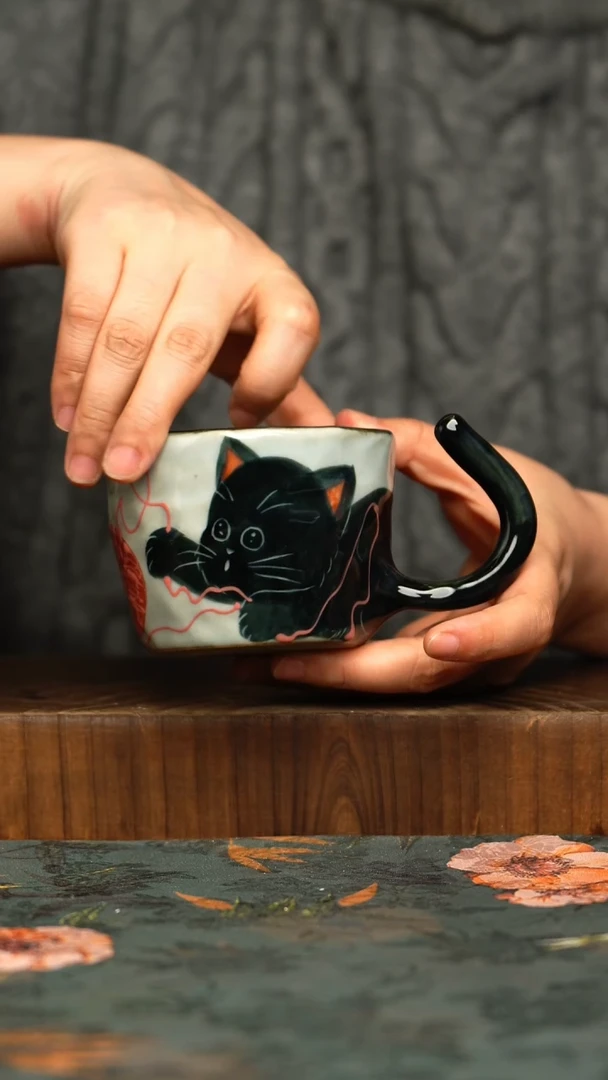 杯釉下彩手工手绘同款陶器