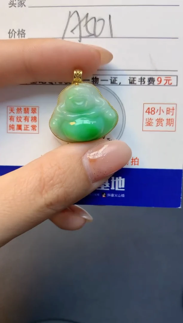 颈饰18K金镶嵌翡翠天然A货缅甸翡翠百元以上9元证书费自理