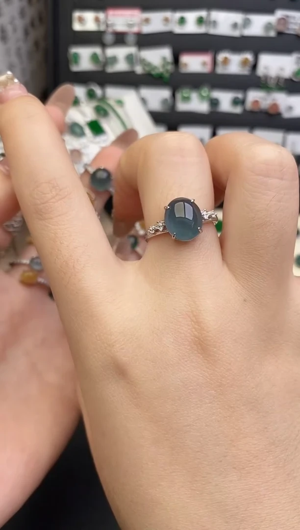 银S925镶嵌戒指翡翠0