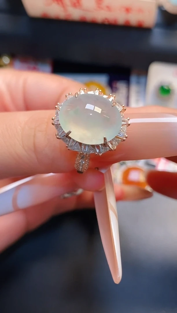 银S925镶嵌戒指翡翠天然