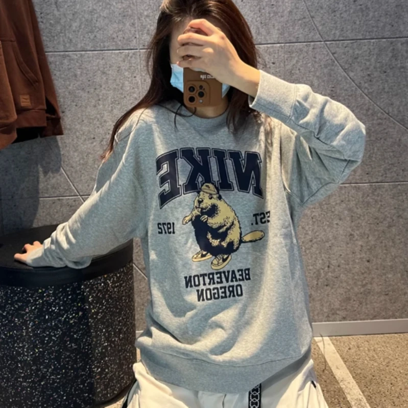 NIKE/耐克CLUB元年松鼠版灰色限定针织套头衫HV1063-063