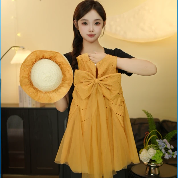 2025新款夏季女童日常穿搭柠夏流光休闲风连衣裙