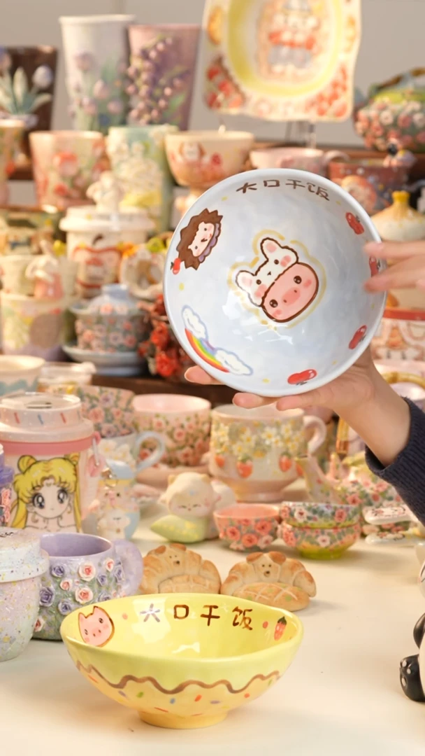 摆件陶景德镇釉下彩手绘设计师款陶瓷