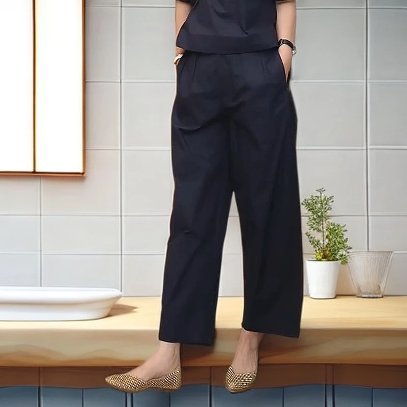 夏季新款时尚休闲九分裤2025气质高腰显瘦直筒裤女