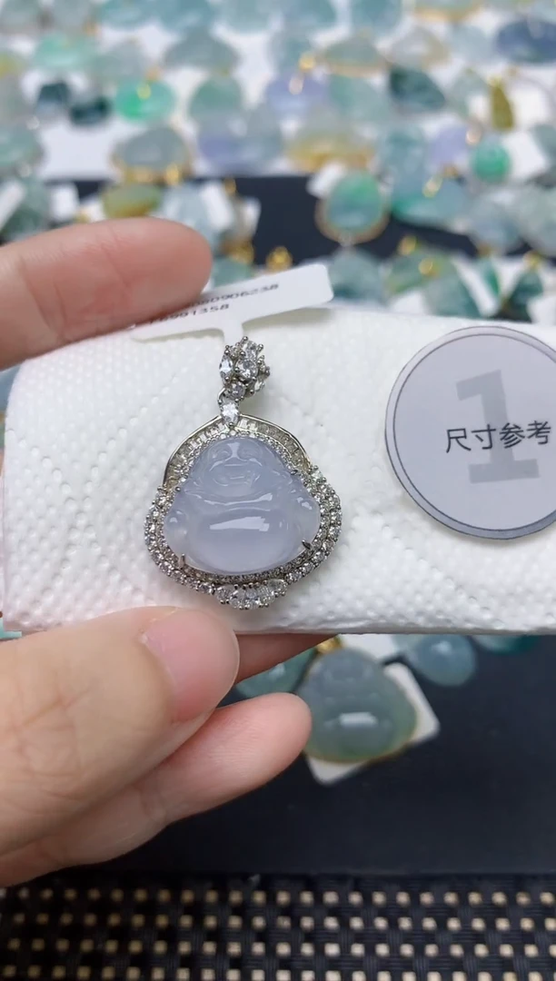 颈饰银S925镶嵌翡翠天然缅甸A货翡翠