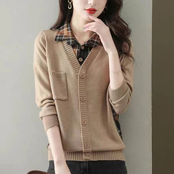 假两件毛衣女季针织上衣装年新款早秋女装洋气打底衫