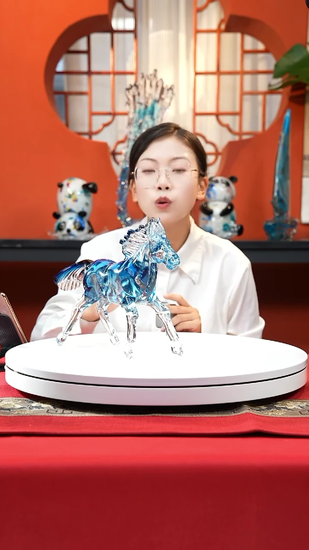 手工艺品琉璃蓝色福利款奔马