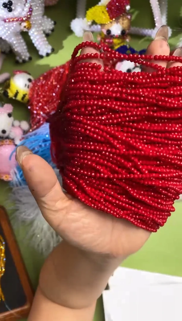 玻璃1092卡2水晶扁10条本色瓷料瓷红