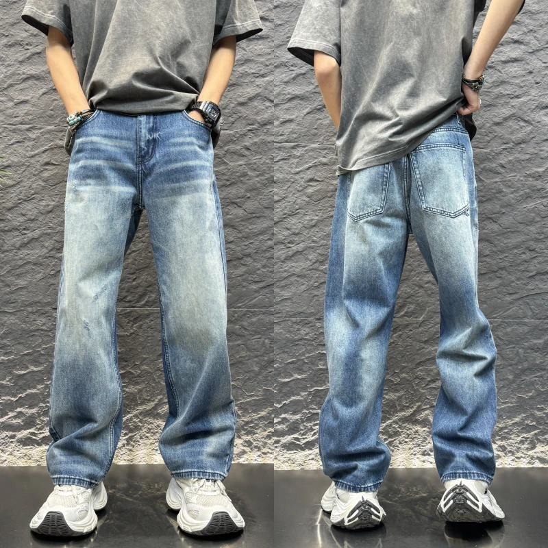 垂感新款牛仔裤男士秋冬宽松直筒阔腿休闲裤裤子宽松男士垂感阔腿