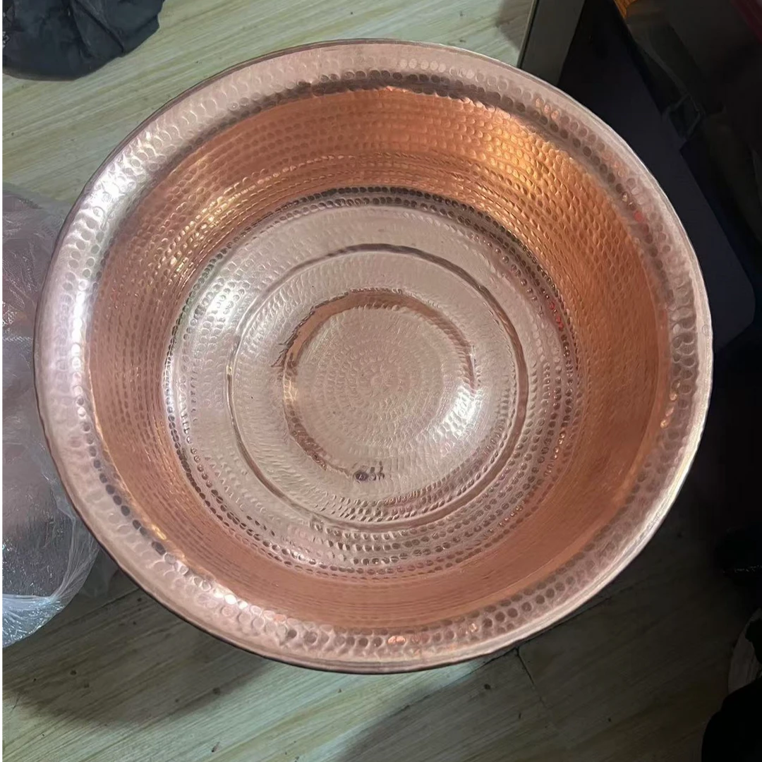 纯紫铜手工捶打家用铜盆纯铜纯手工
