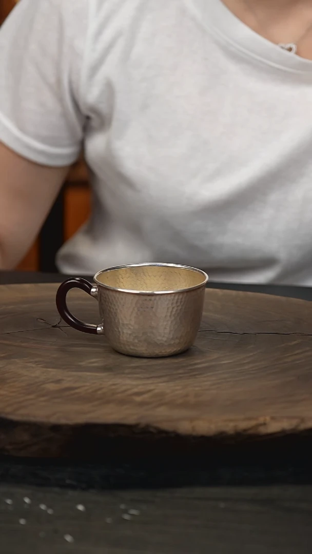 手工999锤纹主人杯银杯