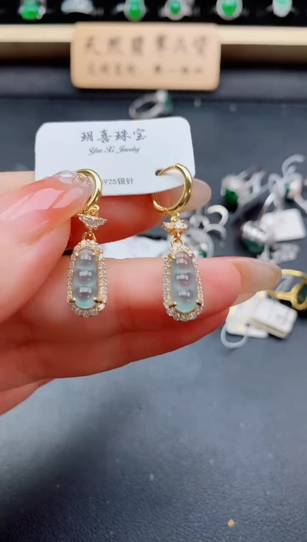 银S925镶嵌戒指翡翠1