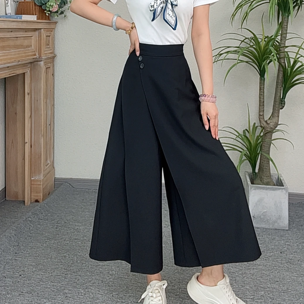 蔡小姐2025爆款夏季薄款半身裙高腰休闲宽松显瘦阔腿裤裙裤