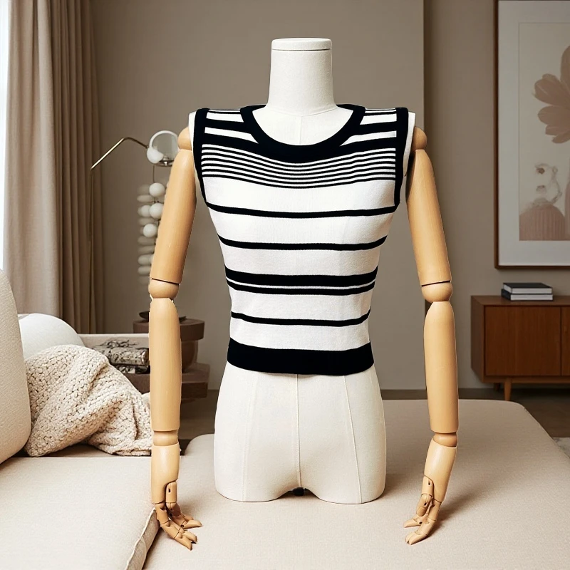 夏天新款升级版条纹吊带背心打底内搭外穿露脐女款遮肚子无袖美背
