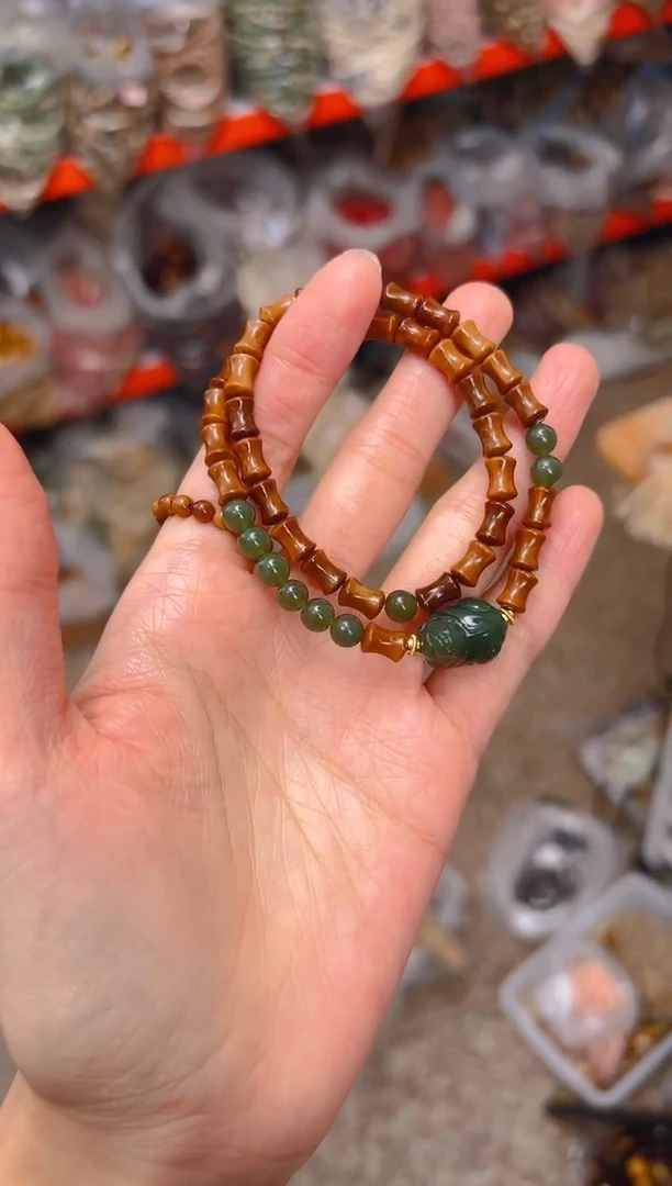 吊坠库克竹节双圈 貔貅