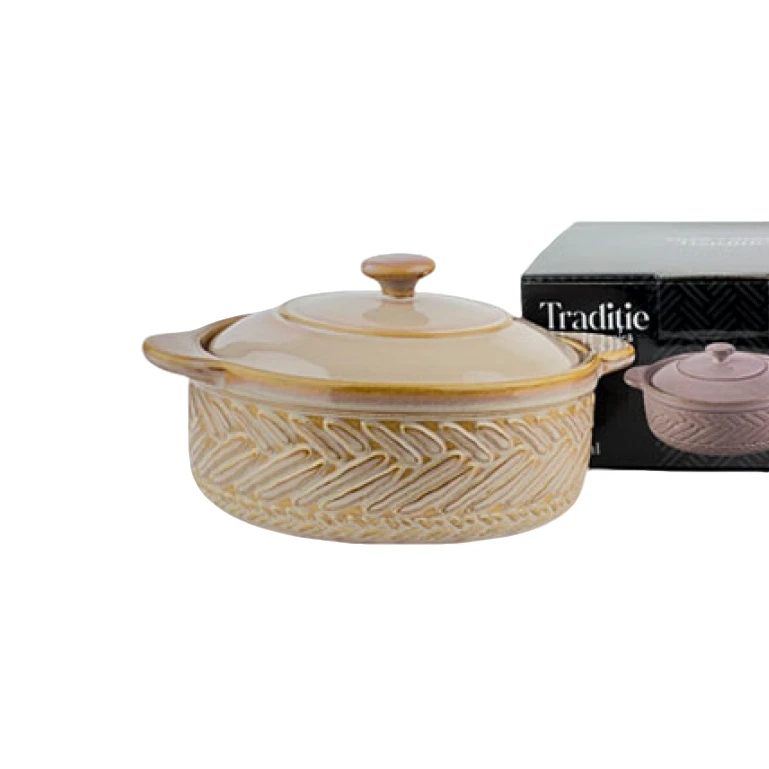 【CAMA家】450ML 褐色浮雕双耳汤盅 小炖盅 蒸饭碗 微瑕不售后