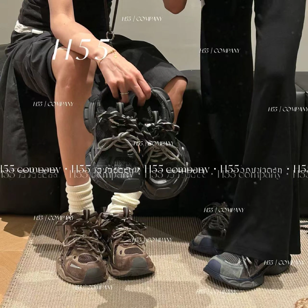 【小婉专属】H55-威尼斯海-25黑金版小怪兽老爹鞋4cm69-2862【N】