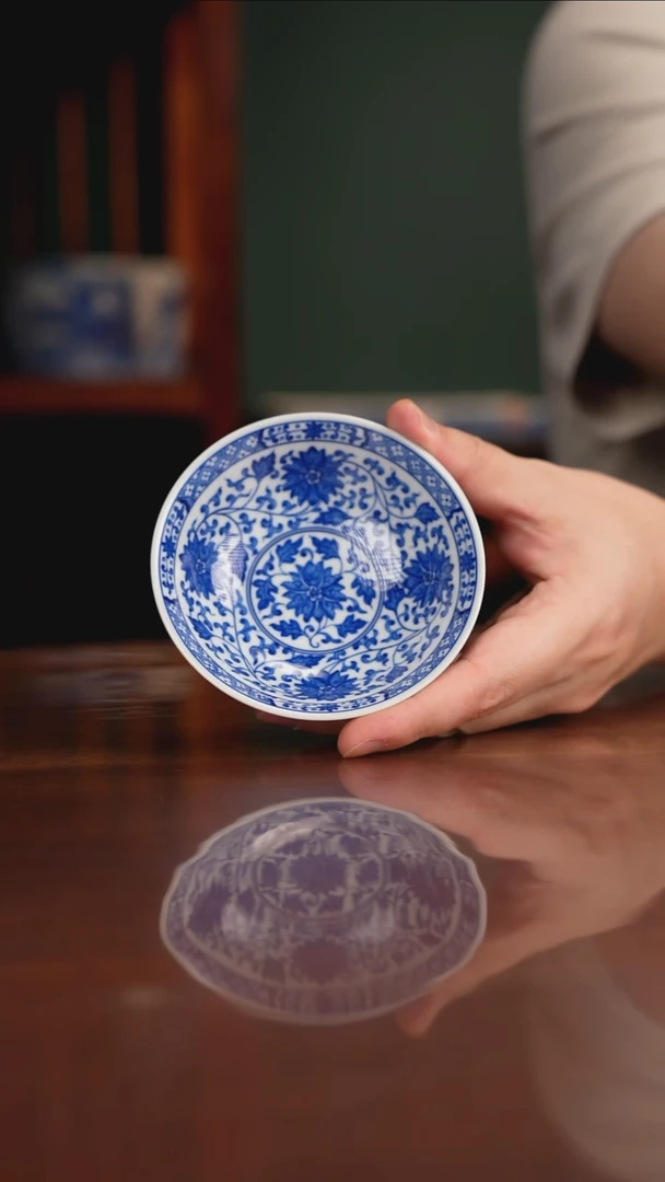 晓月柴窑 缠枝斗笠杯