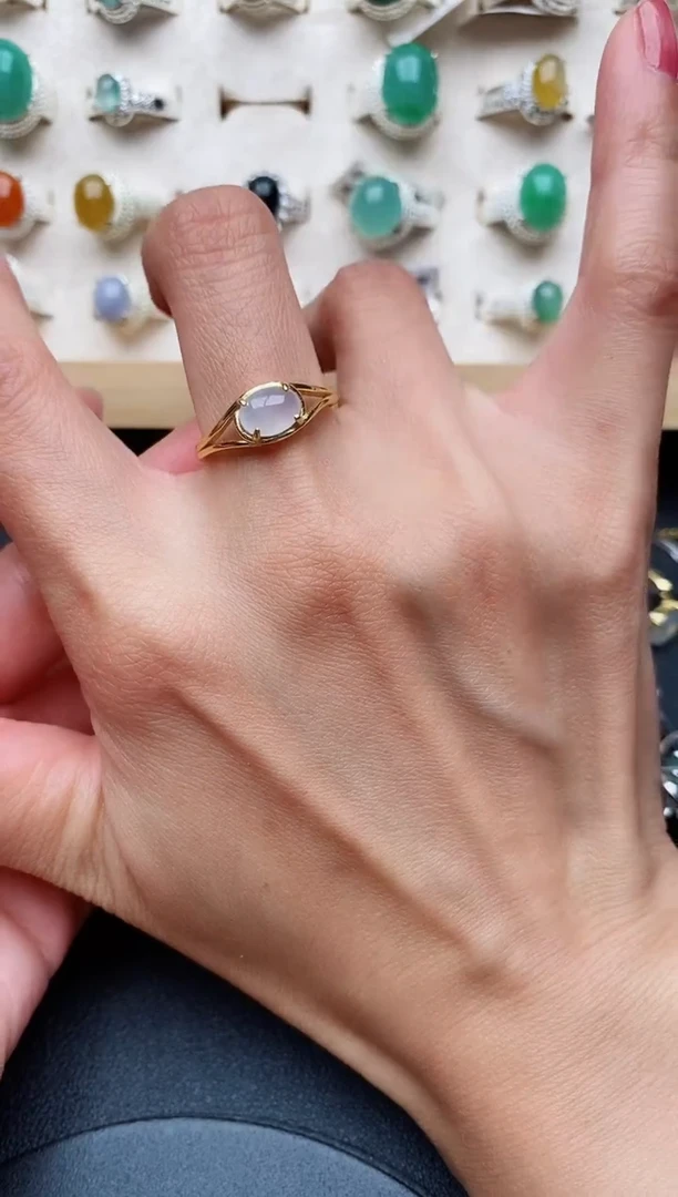 【闪购商品】翡翠戒指银S925镶嵌缅甸天然A货翡翠111   8-7