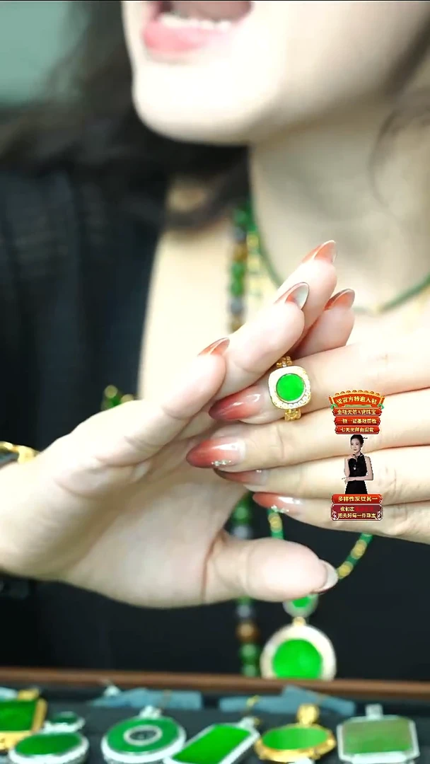 银S925镶嵌戒指翡翠天然缅甸翡翠a货