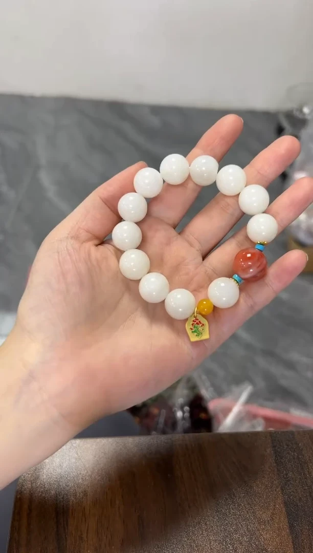 手链未镶嵌和田玉和田白玉南红珠大珠手串[0098]