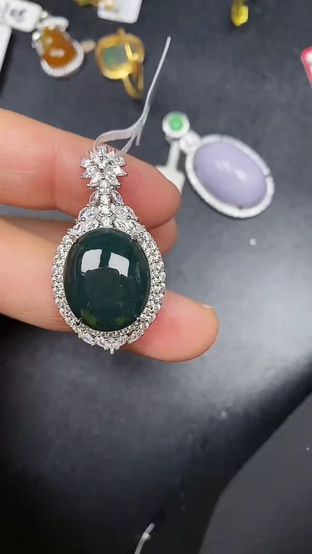 银S925镶嵌戒指翡翠9700