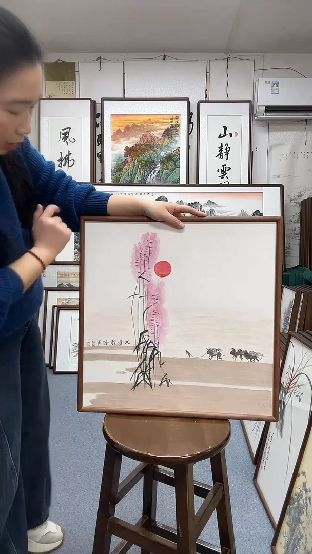 国画尺寸52*52实木画框京东包邮手绘