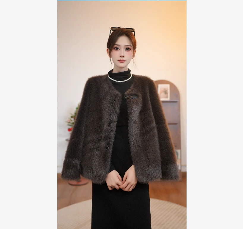 【雪兰】冬轻奢设计师美拉德雪兰新款皮毛洋气休闲保暖女士外套