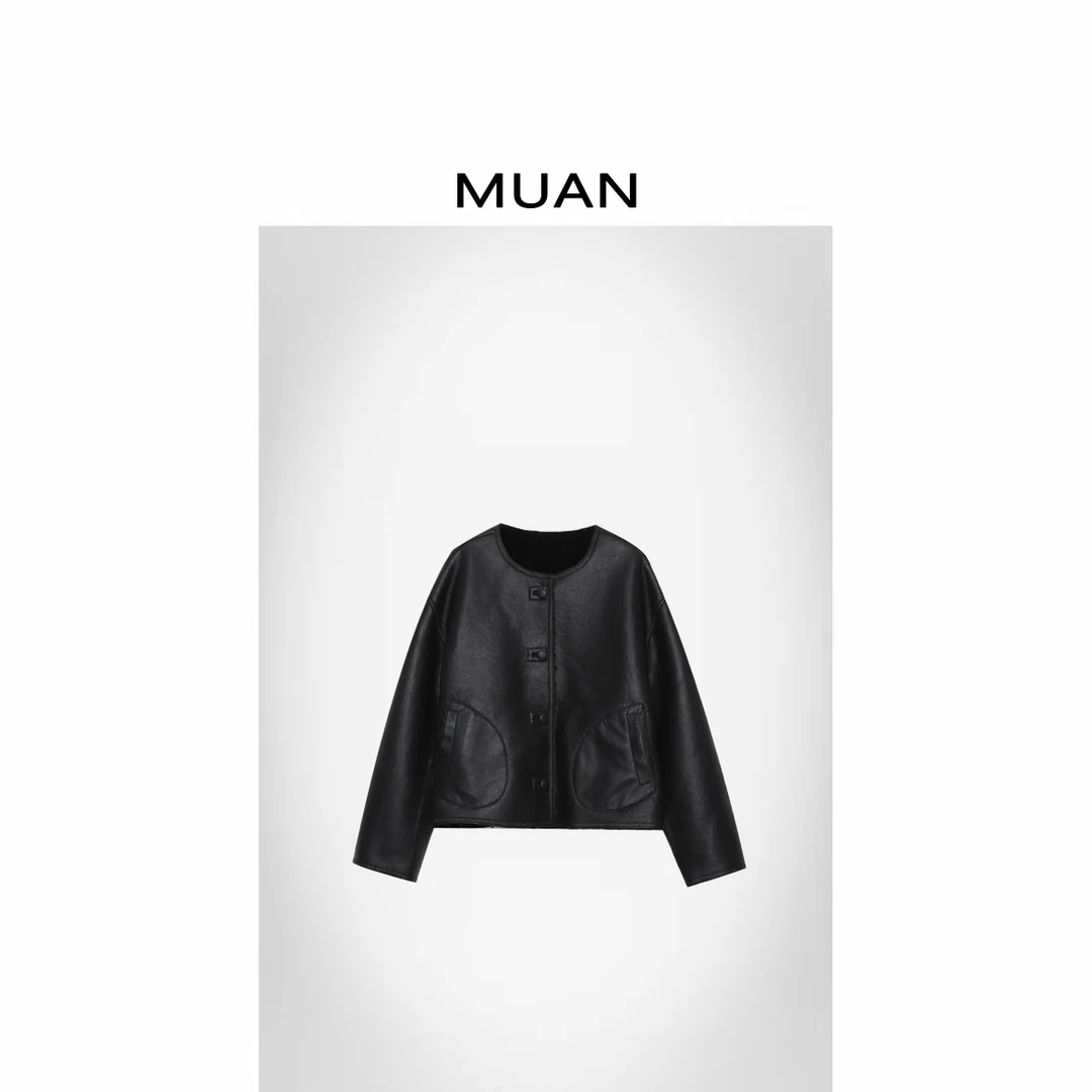 木岸MUAN：《街拍皮衣外套》“街拍系列”定制两面穿皮衣棉服女JD-816