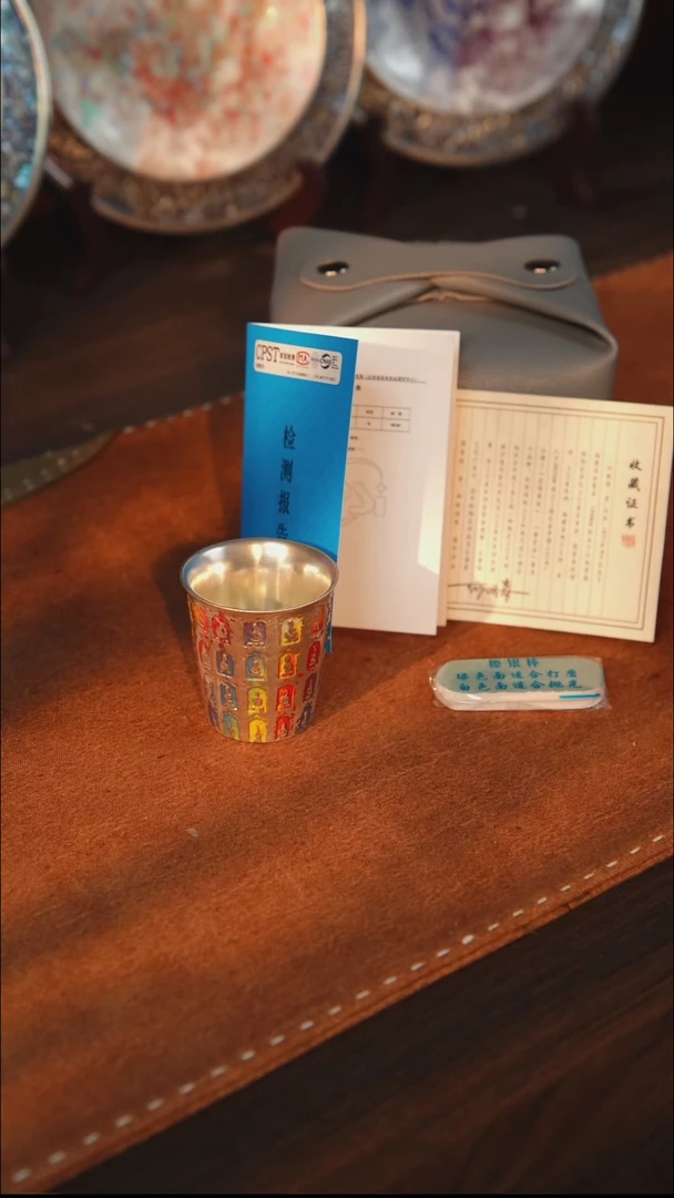 瓷瓷鎏银千佛七彩闻香杯（内鎏银）