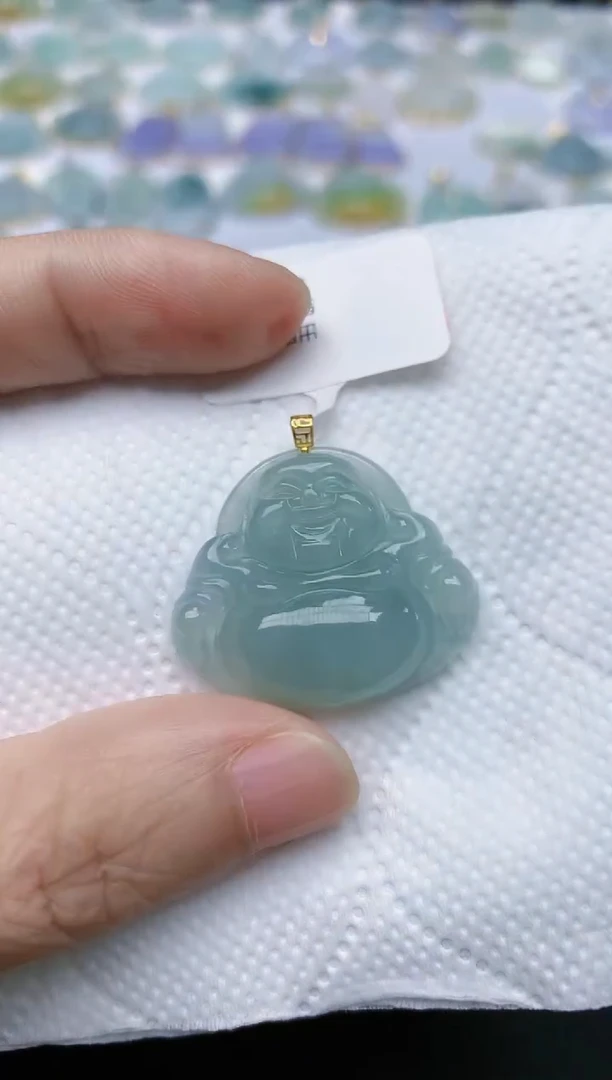 翡翠18K金镶嵌颈饰天然缅甸A货翡翠