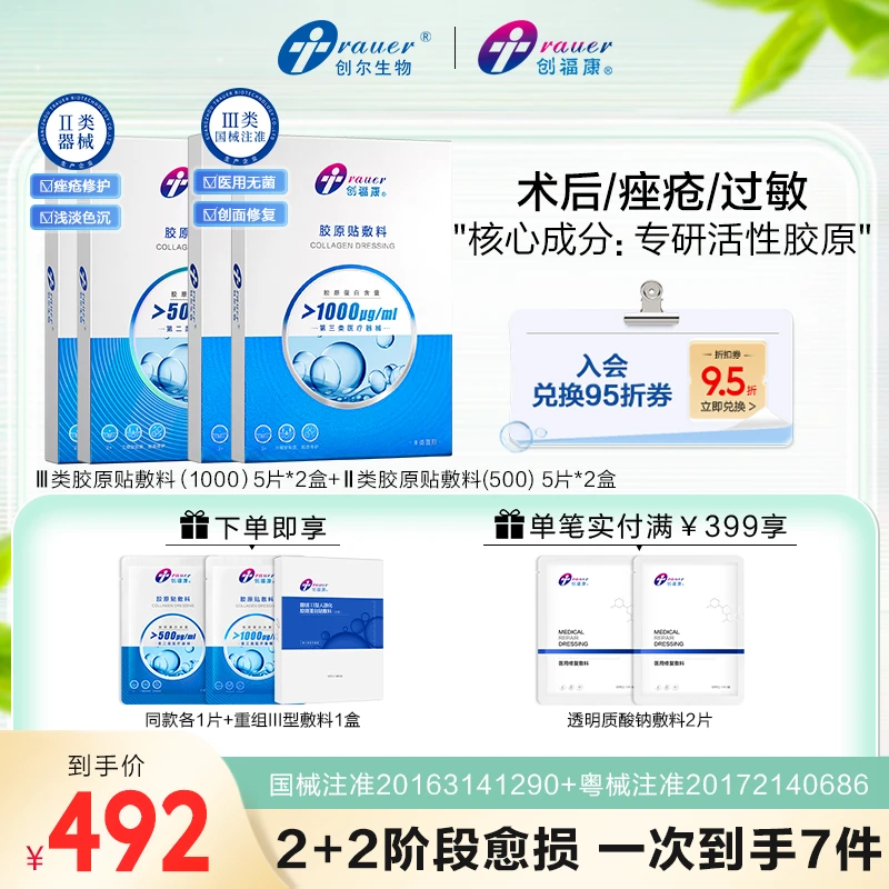 创福康胶原贴敷料500浓度二类两盒和1000浓度三类两盒