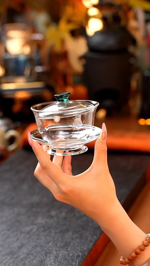 禾器/晶彩沁莲盖碗/墨绿/定制版