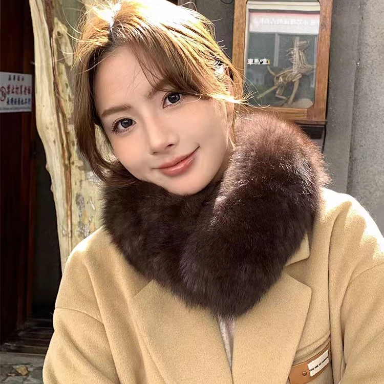 秋冬保暖狐狸毛围脖围巾真毛狐狸毛时尚百搭冬季围脖